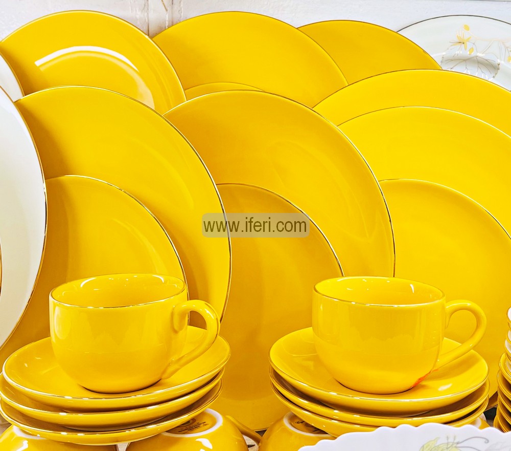 Yellow Dishware Set GBHOME Ceramic Dinnerware Sets, 12 Pieces
