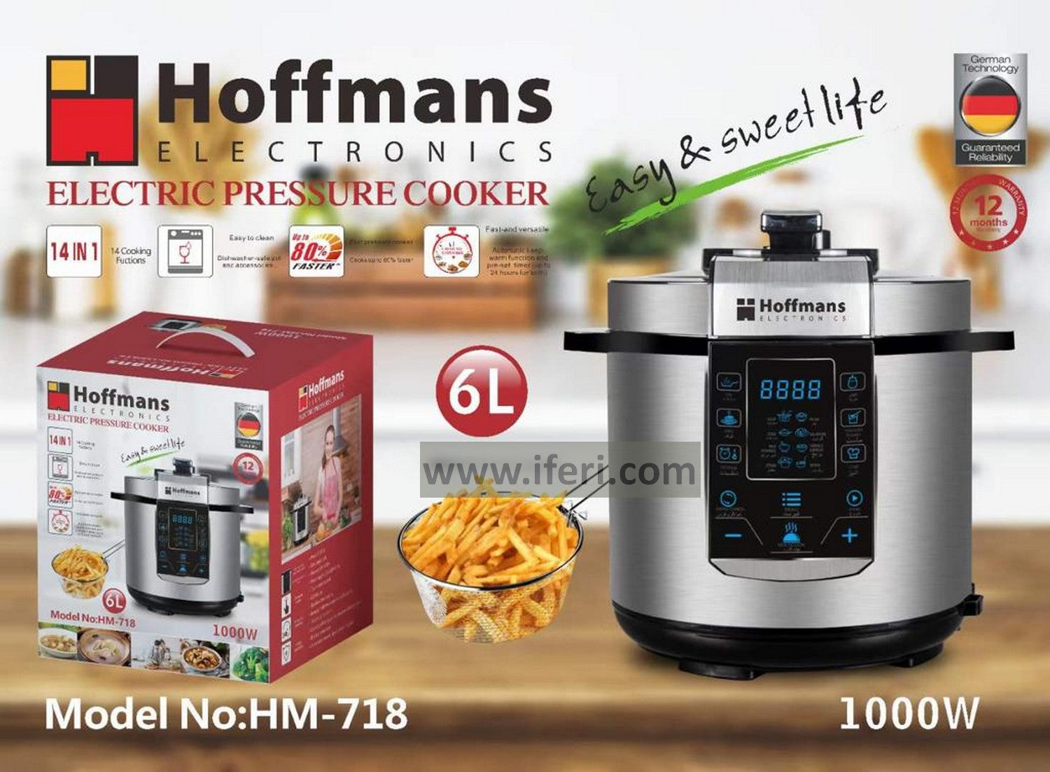 Hoffmans 14 in Electric Pressure Cooker 6L HM-718