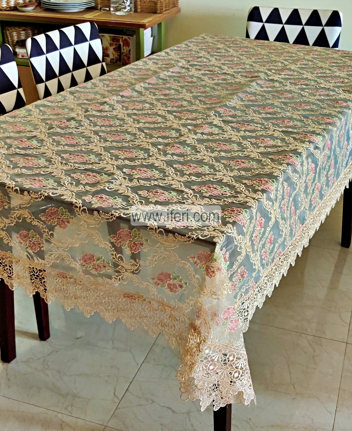 Luxury Embroidered Lace Tablecloth RJ1592 - Main Image