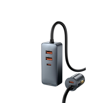 Baseus Car Charger Share Together PPS multi-port Fast charging car charger with extension cord 120W 2x USb 2X Type-C Gray CCBT-A0G BSU2020