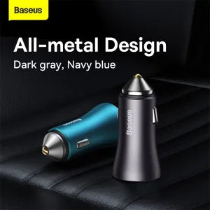 Baseus Car Charger 60W Golden Contactor Max Dual Fast Charger 1usb 1Type-C Output Black CGJM000113 BSU1029
