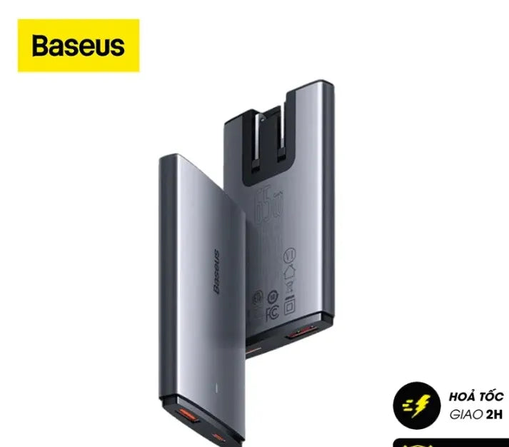 Baseus GaN5 Pro Ultra-Slim Fast Charger C+U 65W CN Type-C to Type-C 100W 1m Gray -CCGP150013 BSU1025
