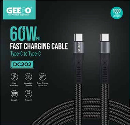 Geeoo 60W PD Fast Charging Cable Type-C to Type-C DC202 GT1015