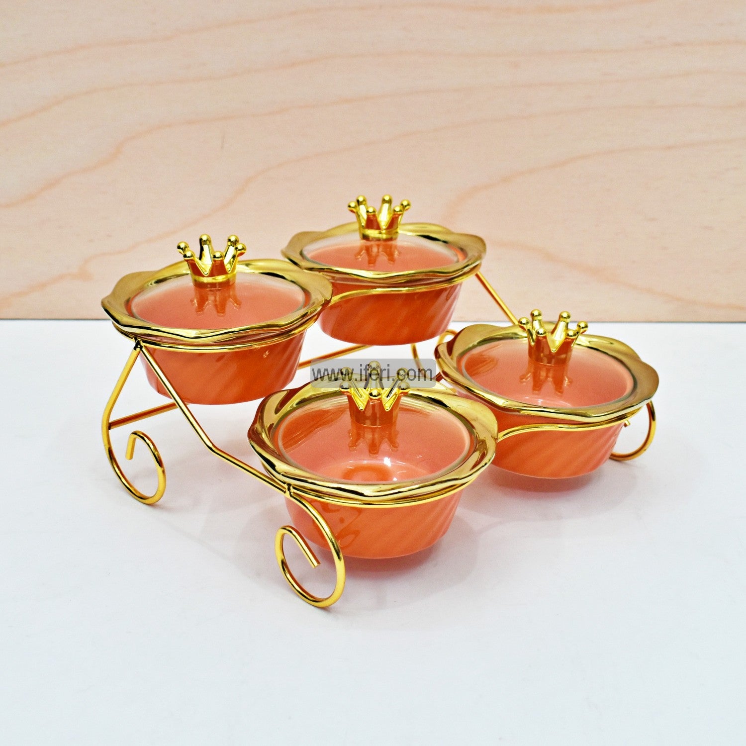 4 Pcs Ceramic Dried Fruit, Candy, Dessert Serving Bowl with Stand FH2161
