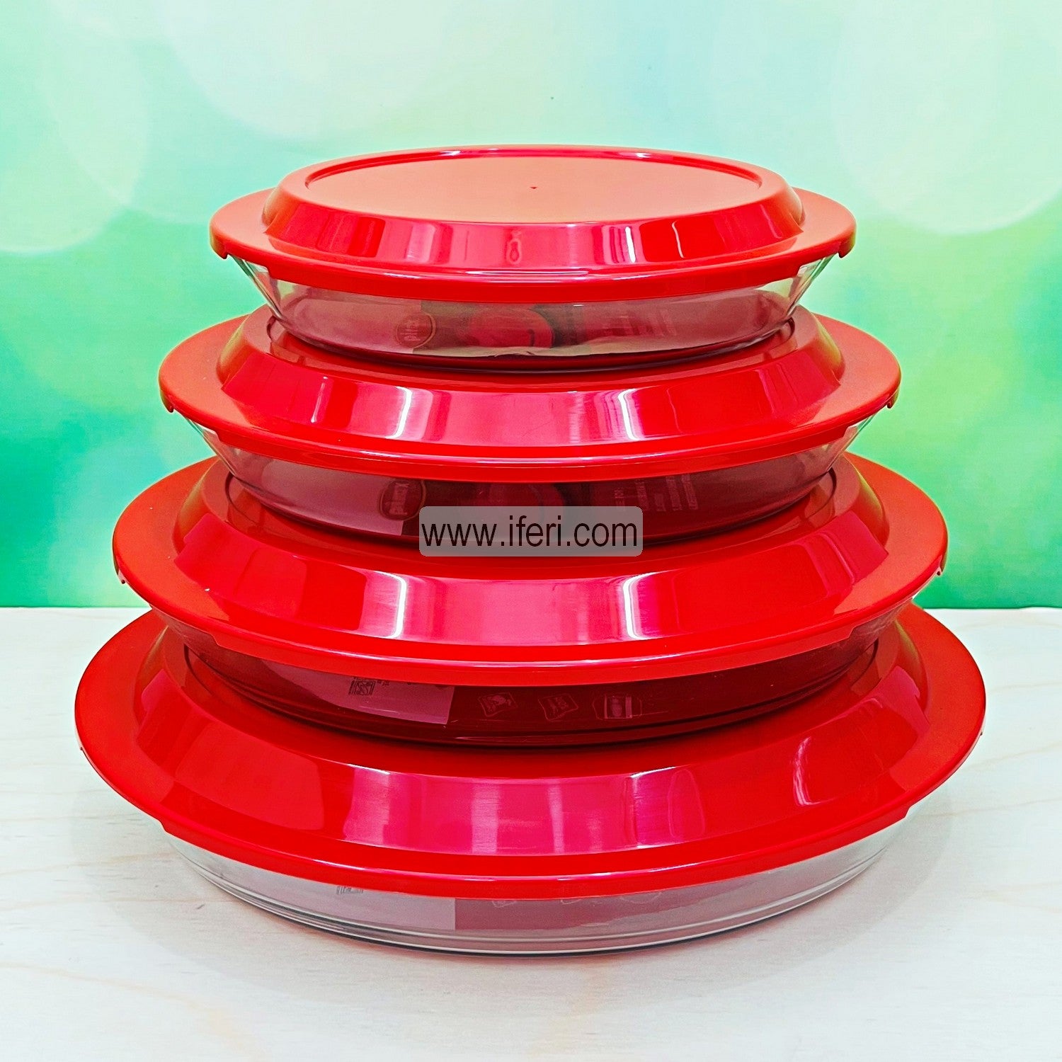 4 Pcs Tempered Glass Oval Shaped Casserole Set with Lid FH2230