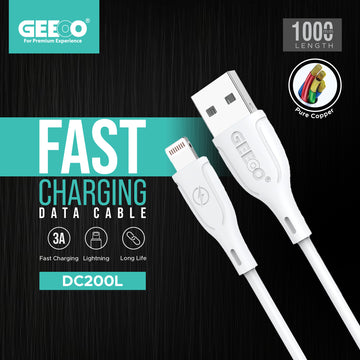Geeoo Fast Charging Pure Copper 1M Long (Lightning) Data Cable 3.4A Safe Charge DC200L GT1012