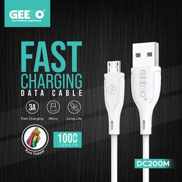 Geeoo Fast Charging Pure Copper 1M Long (Micro) Data Cable 3.4A Safe Charge DC200M GT1010