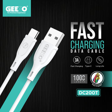 Geeoo Fast Charging Pure Copper 1M Long (Type-C) Data Cable 3.4A Safe Charge DC200T GT1011