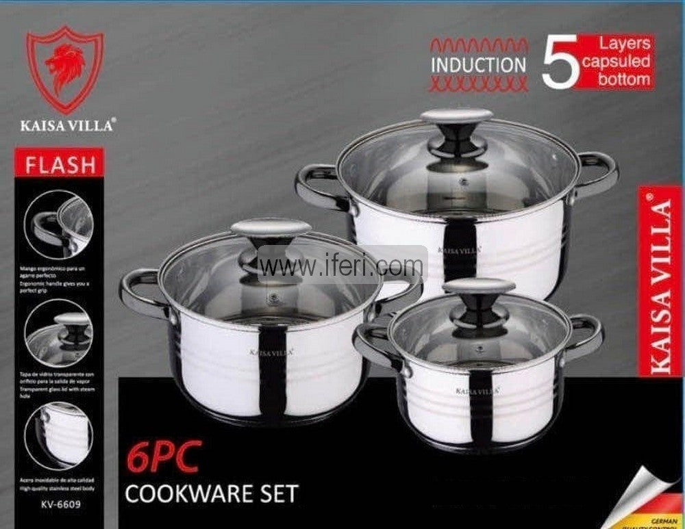 3 Pcs Kaisa Villa Stainless Steel Cookware Set with Lid KV-6609