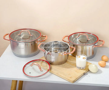 3 Pcs Kaisa Villa Stainless Steel Cookware Set with Lid KV-6628