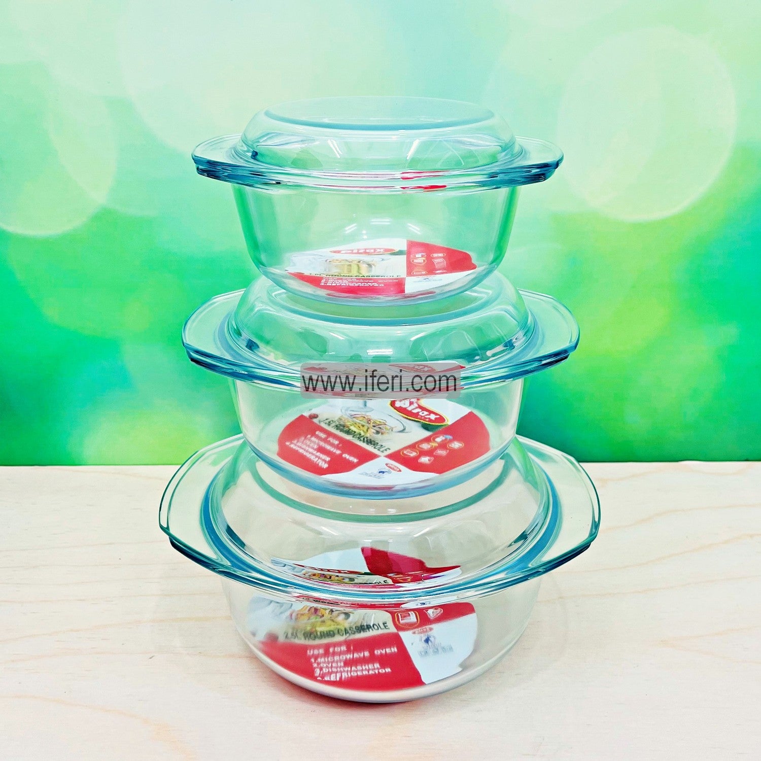 1L 1.5L 2.5L Tempered Glass Bowl With Lid Scale For Making