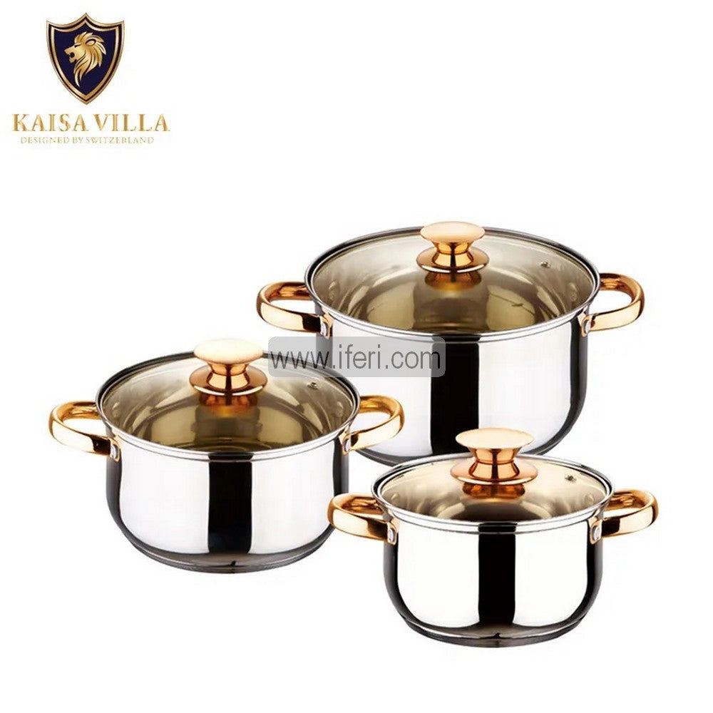 3 Pcs Kaisa Villa Stainless Steel Cookware Set with Lid W-2004