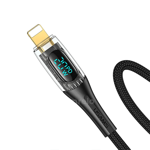 USAMS US-SJ588 Type-C To Lighting PD 20W Transparent Fast Charging Digital Display Cable DWN2005