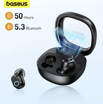 Baseus TWS WM02 Plus Wireless Earbuds 5.3 Bluetooth Earphone 50H Battery Backup With Display NGTW280001 BSU3004