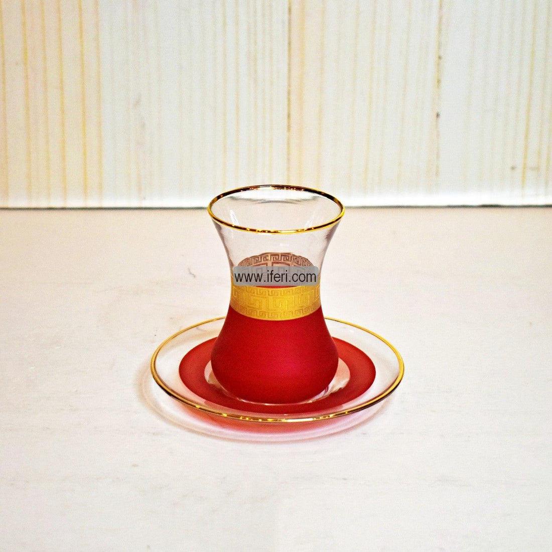 12 Pcs Exclusive Glass Turkish Tea Cup & Saucer Set GA0631-1
