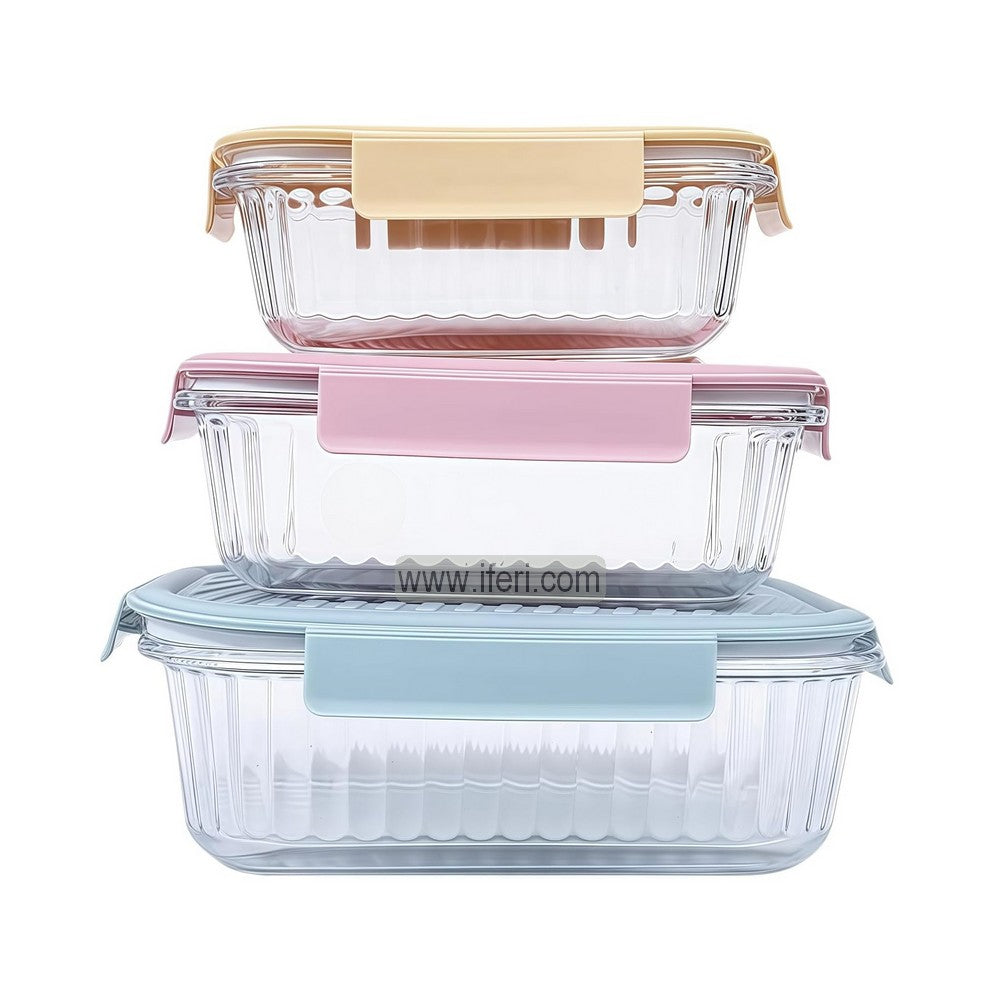 3 Pcs Oven Proof Glass Food Container Set BDK003