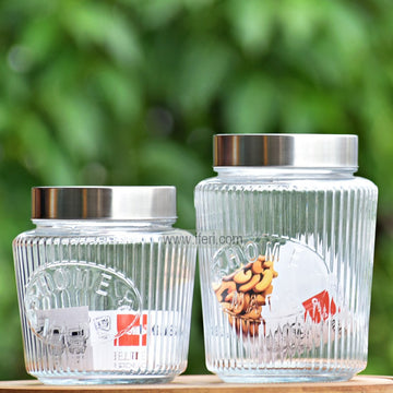 2 Pcs Premium Quality Airtight Glass Cookie Jar / Spice Jar Set SJ008
