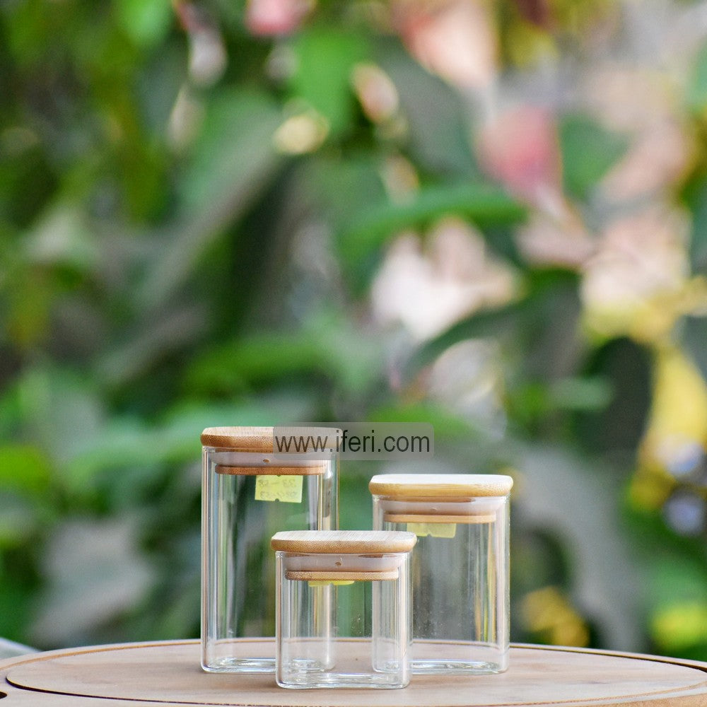 3 Pcs Small Size Airtight Glass Cookie Jar / Spice Jar Set BS011
