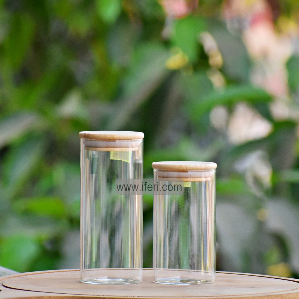 2 Pcs Small Size Airtight Glass Cookie Jar / Spice Jar Set BS012