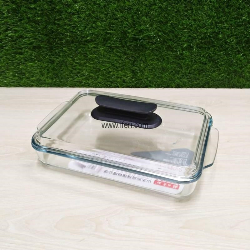 3 Liter Rectangular Shaped Tempered Glass Casserole with Lid IQ013