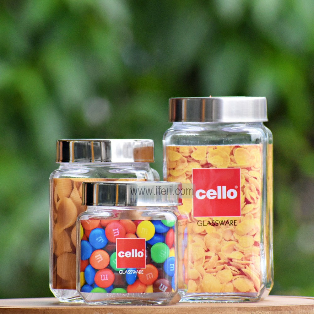 3 Pcs Premium Quality Airtight Glass Cookie Jar / Spice Jar Set SJ015