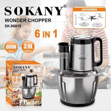 Sokany 3 Liter 6 in 1 Multi-Function Food Chopper, Wonder Chopper SK-06019