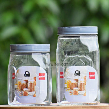 2 Pcs Premium Quality Airtight Glass Cookie Jar / Spice Jar SJ025