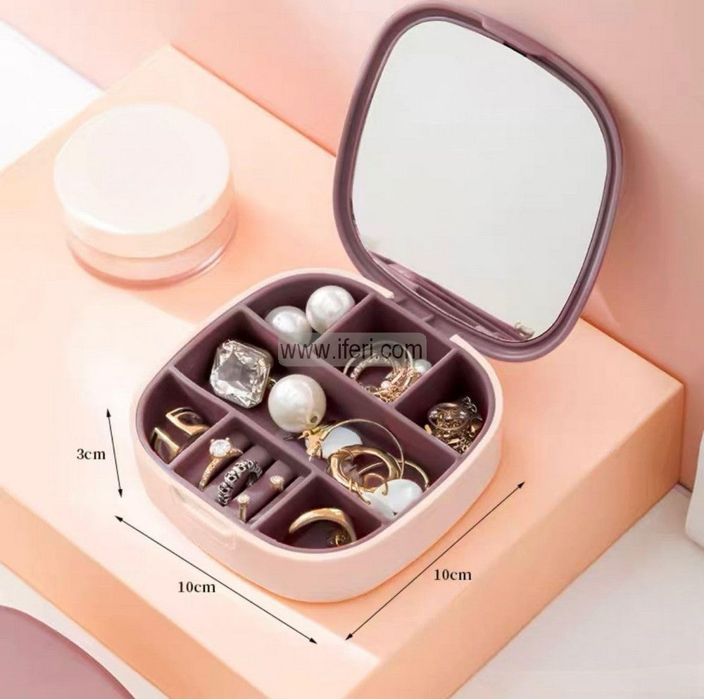 Portable Mirror Jewellery Box for Rings, Necklaces, Earrings, Lipstick - Storage Box with Mirror AnZ027