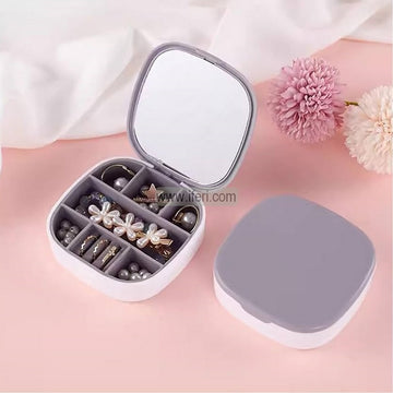 Portable Mirror Jewelry Box for Rings, Necklaces, Earrings, Lipstick - Storage Box with Mirror AnZ028
