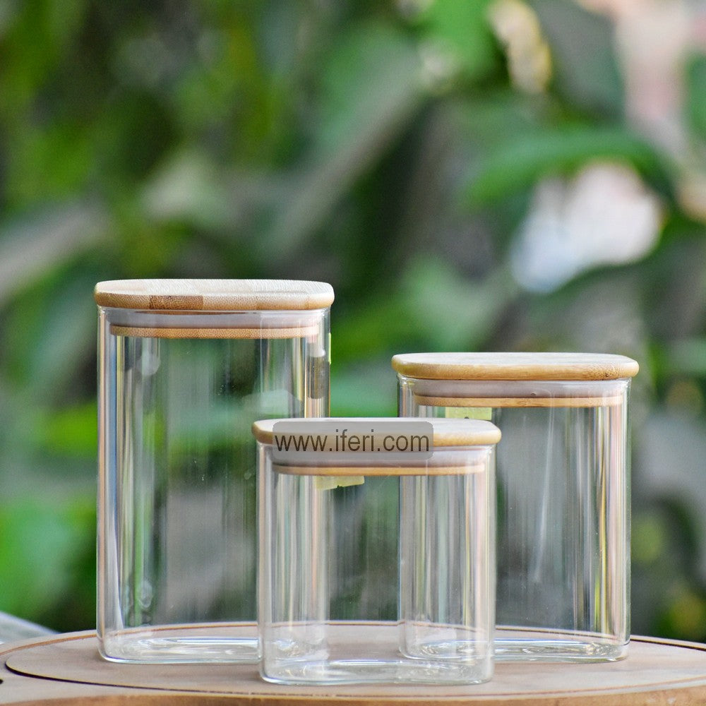 3 Pcs Airtight Glass Cookie Jar / Spice Jar BS033