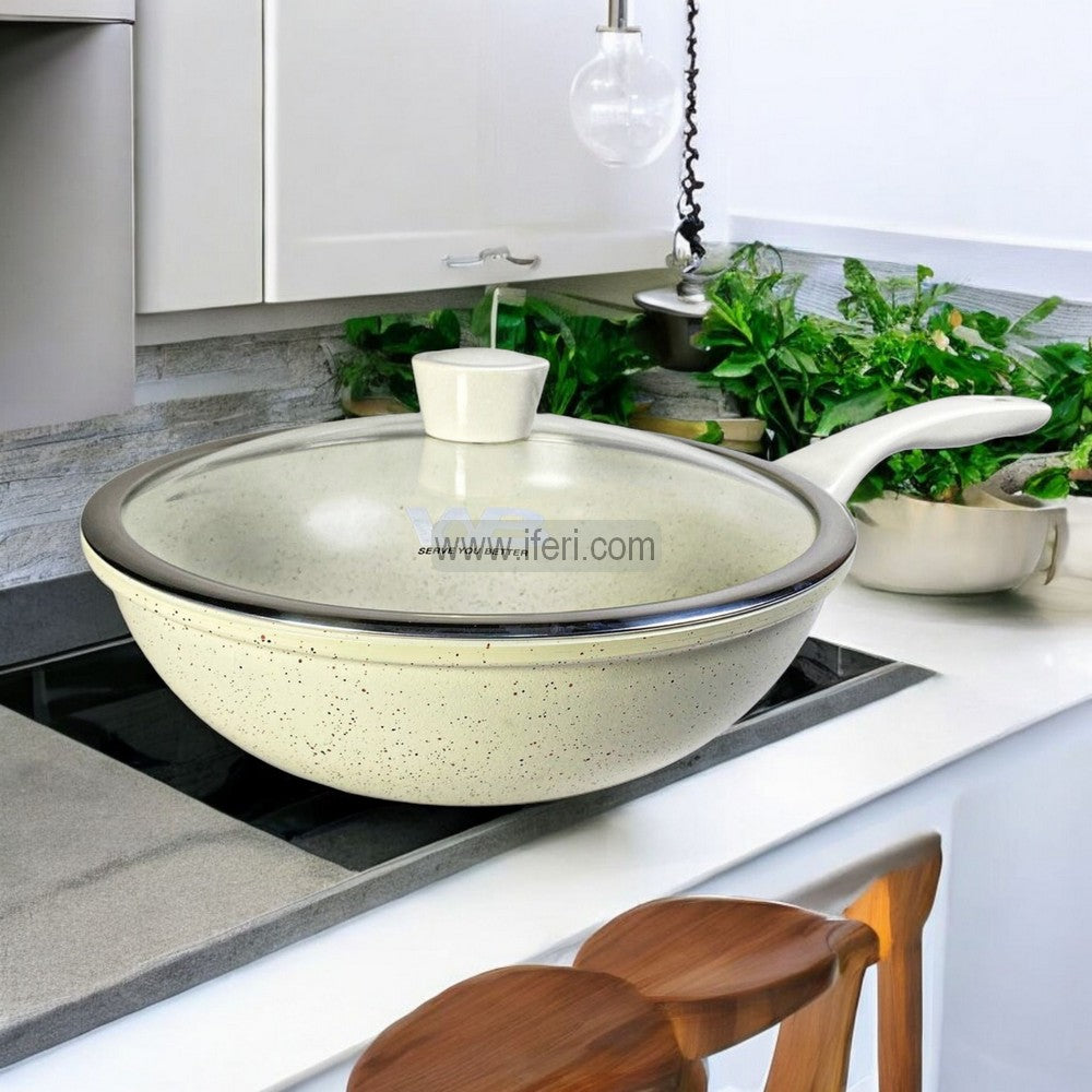 28cm Wellburg Non-Stick Wok Frying Pan with Lid WB035