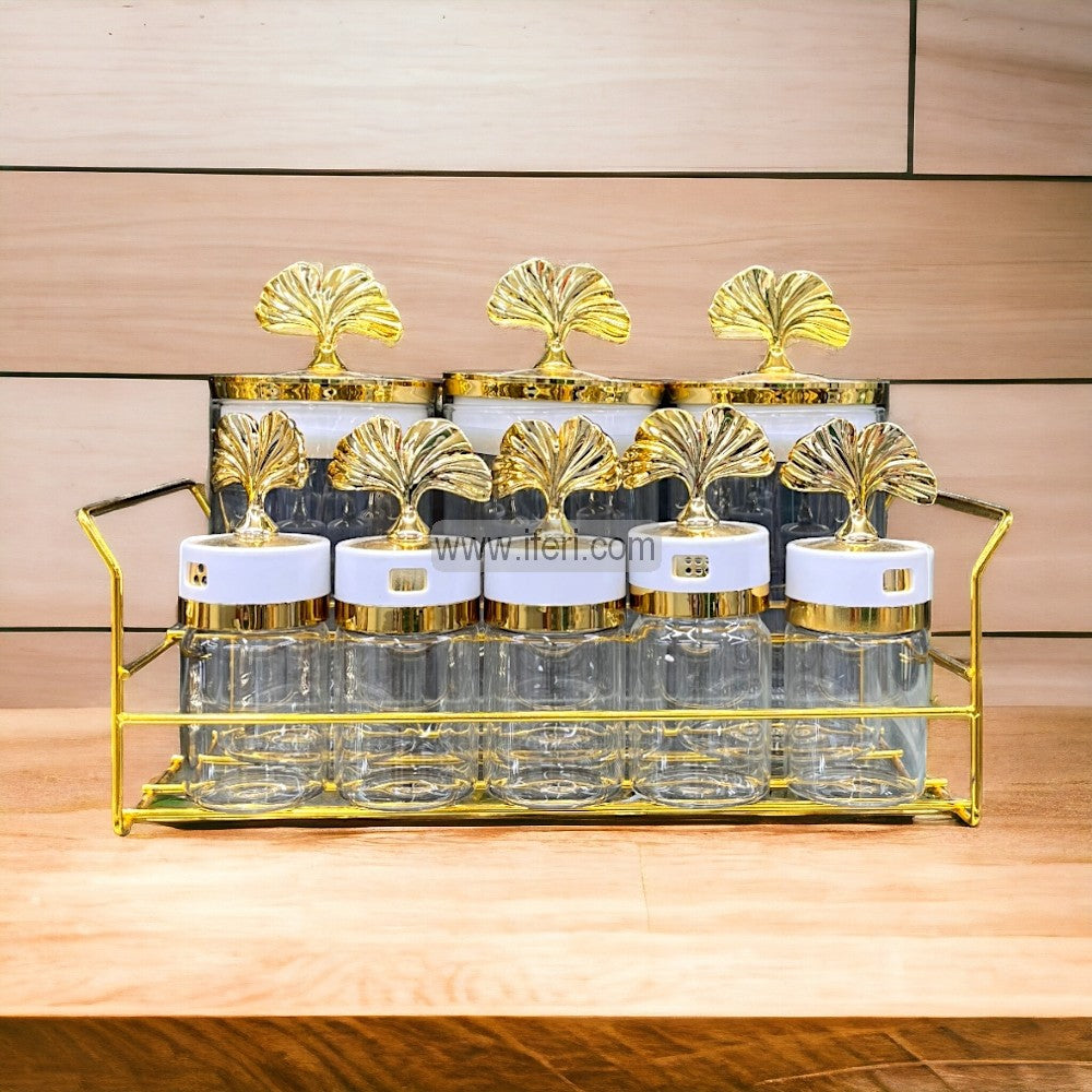 8 Pcs Glass Spice Jar & Salt Pot Set with Stand TG10694