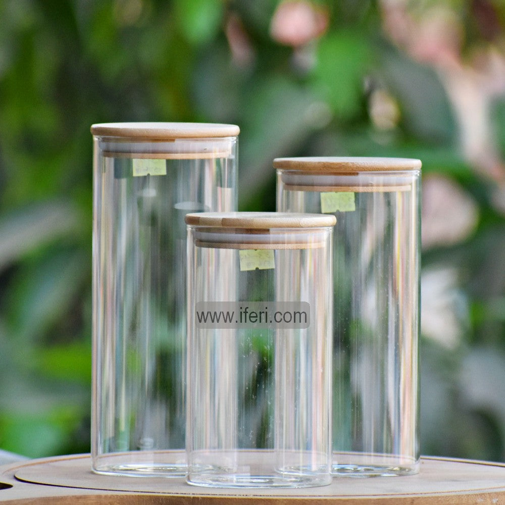 3 Pcs Airtight Glass Cookie Jar / Spice Jar BS044