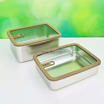 2 Pcs SKB Stainless Steel Food Container with Glass Lid SN0046