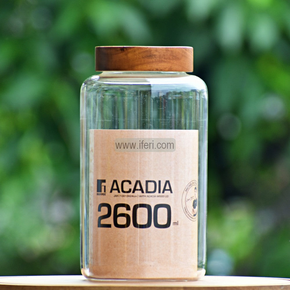 2600ml BERGNER Acadia Premium Quality Airtight Glass Cookie Jar / Pickle Jar / Spice Jar SJ054