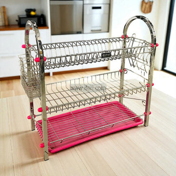 3 Tier Metal Dish Drying Storage Rack with Spoon Holder KSM0058