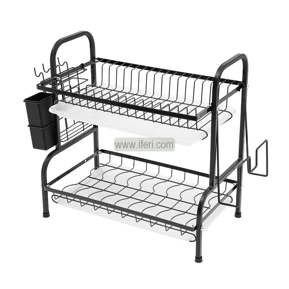 2 Tier Metal Dish Drying Storage Rack with Spoon Holder KSM0059