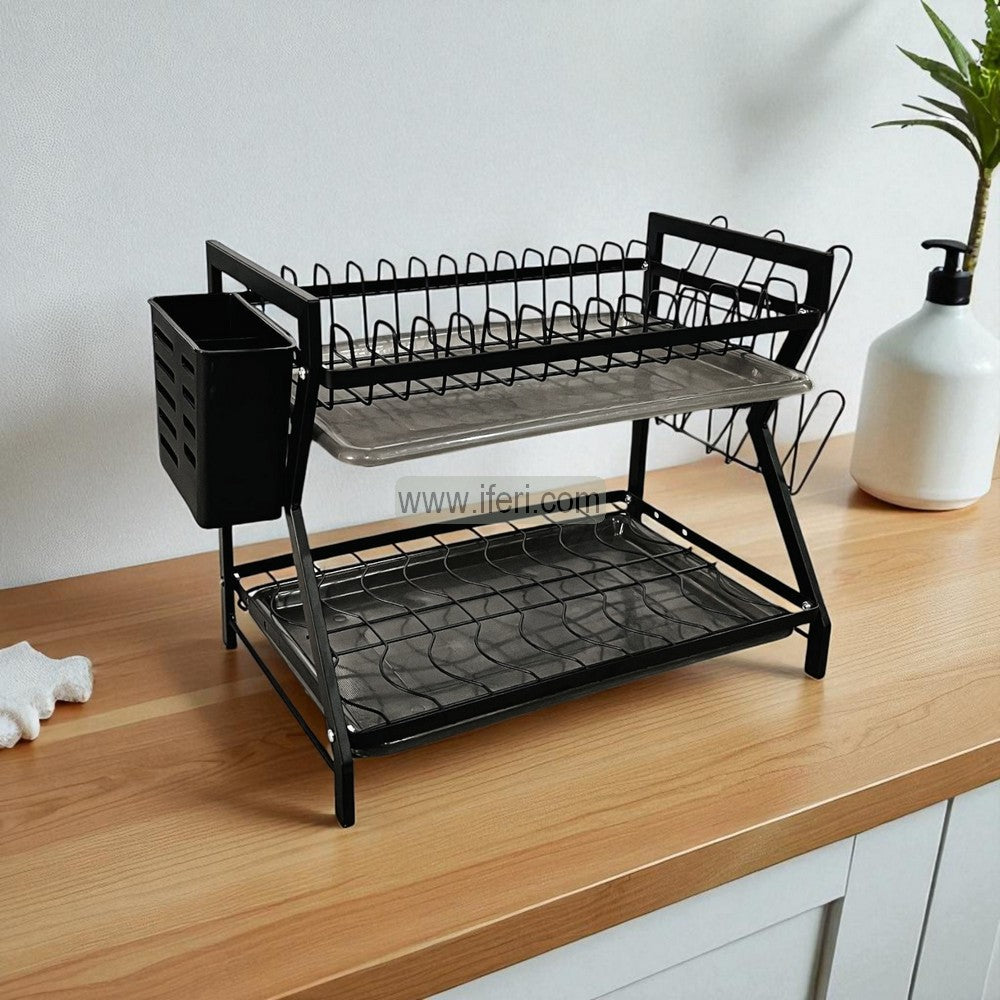 2 Tier Metal Dish Drying Storage Rack with Spoon Holder KSM0060