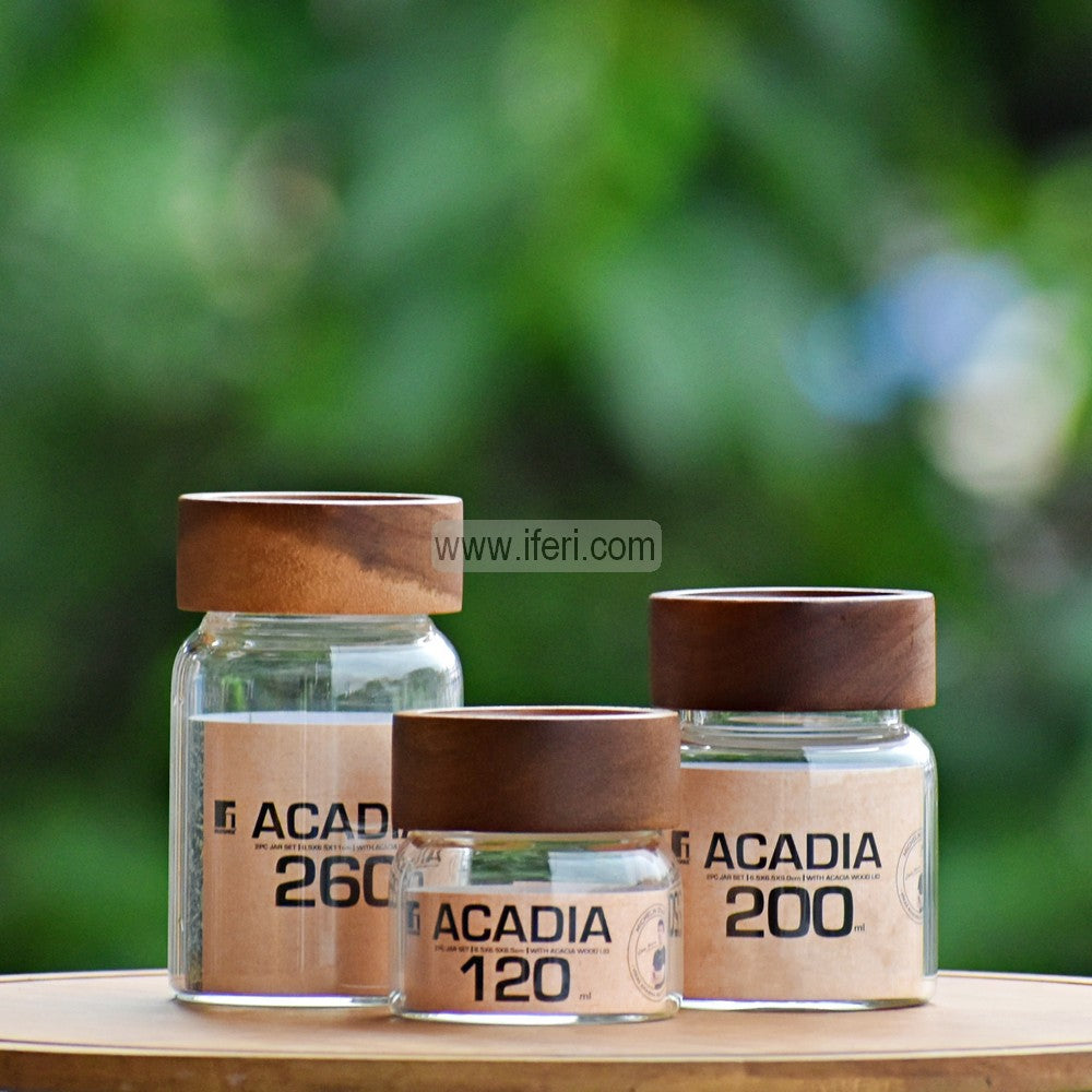 3 Pcs BERGNER Acadia Premium Quality Airtight Glass Cookie Jar / Pickle Jar / Spice Jar SJ065