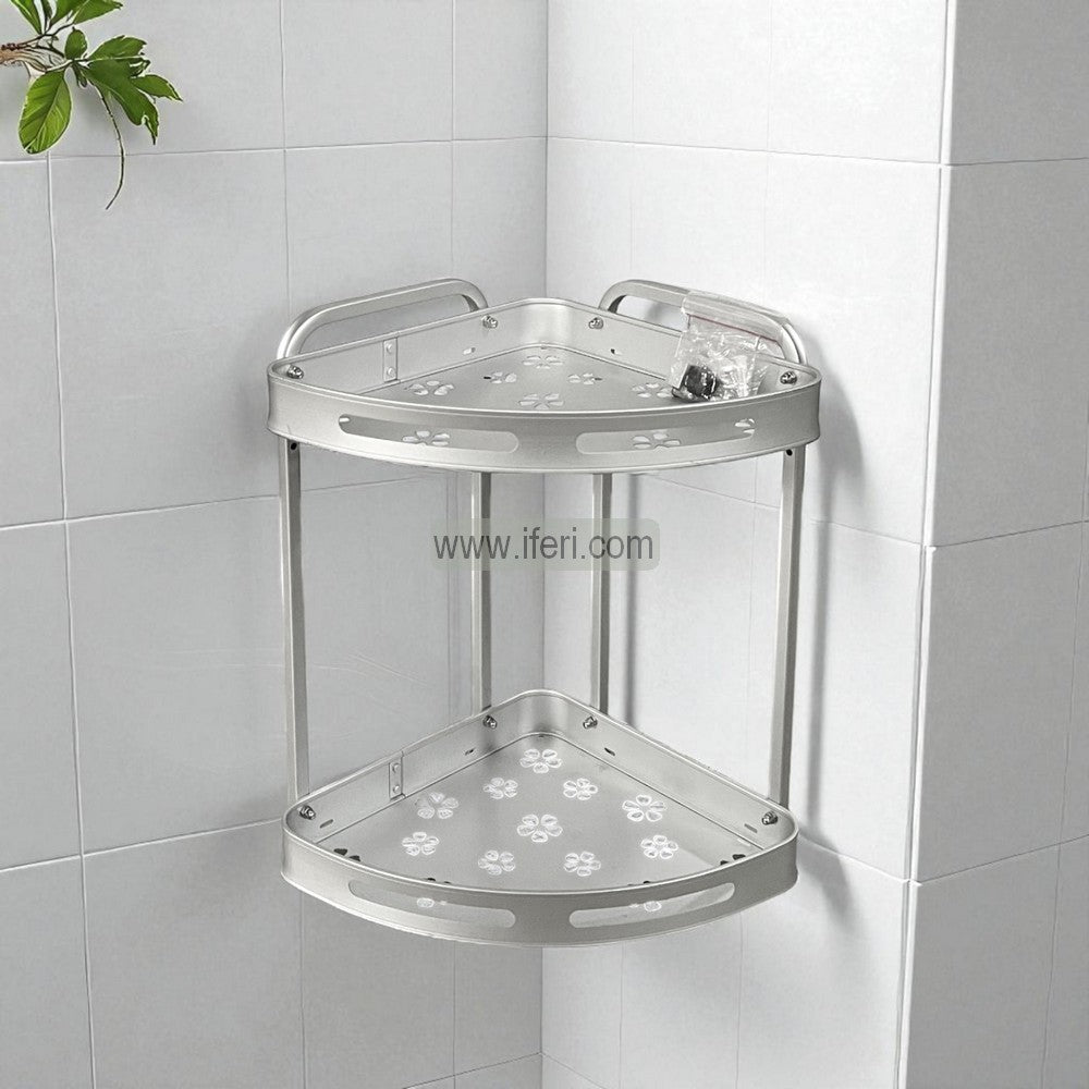 2 Tier Aluminium Wall Hanging Bathroom Corner Shelf KSM0066