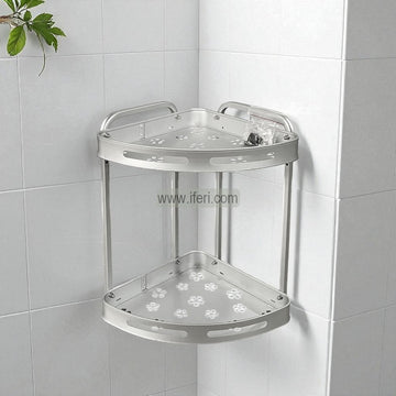 2 Tier Aluminium Wall Hanging Bathroom Corner Shelf KSM0066