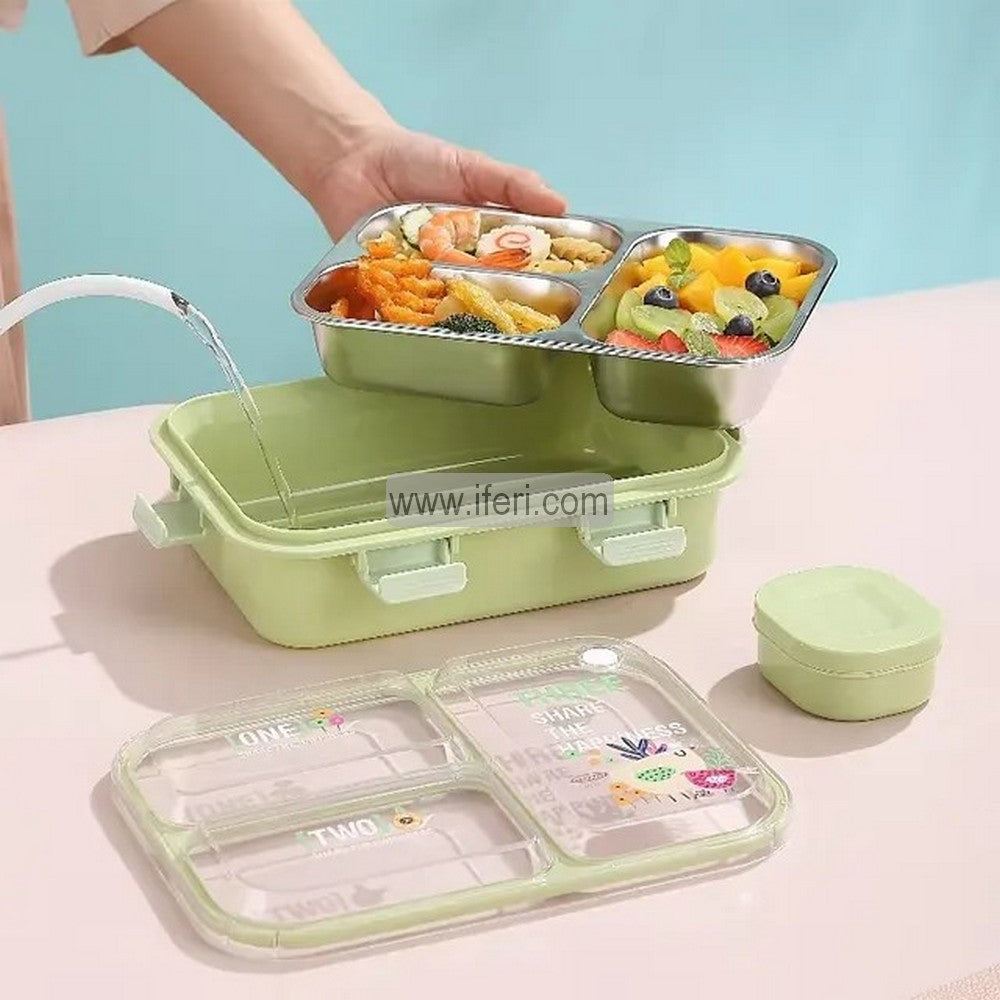 4 Part Airtight Stainless Steel Tiffin Box Food Container with Spoons RY3068