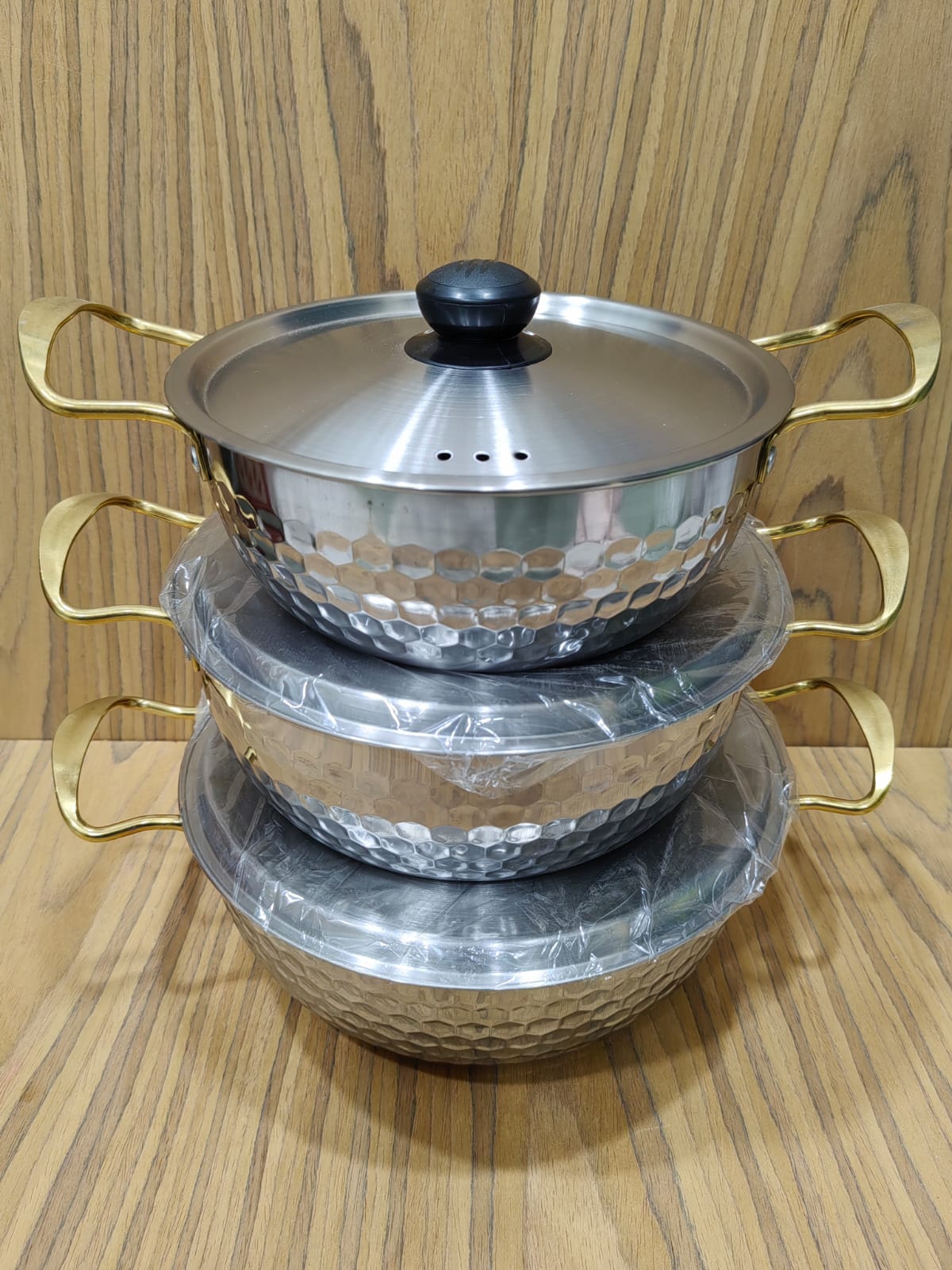 3 Pcs Stainless Steel Cookware Set with Lid MN0069