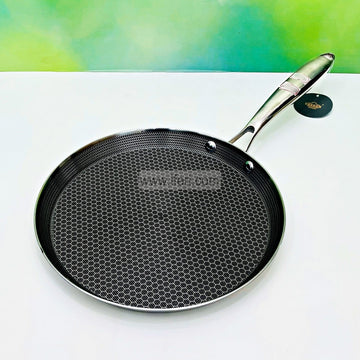 22cm UAKEEN Uncoated Honeycomb Design Stainless Steel Non-Stick Roti Tawa / Dosa Pan RY3081