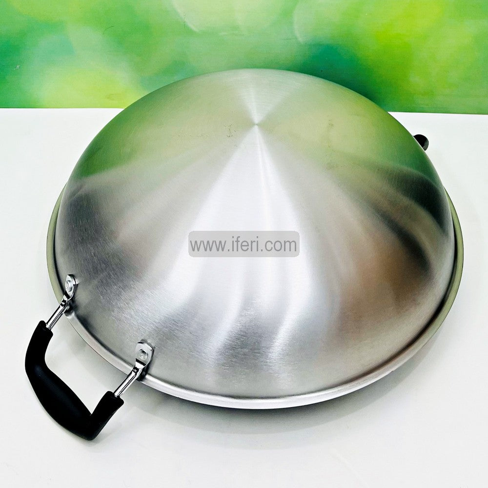 42cm Large Size Uncoated Honeycomb Design Stainless Steel Non-Stick Cookware / Wok Pan / Karai RY3085