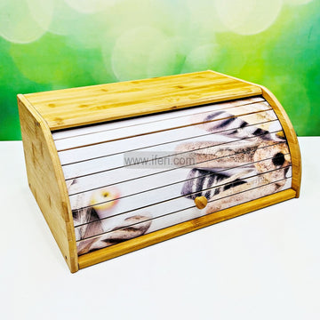 15 Inch Bamboo Bread Box, Fruit, Dessert Display Cabinet with Cover RY3087
