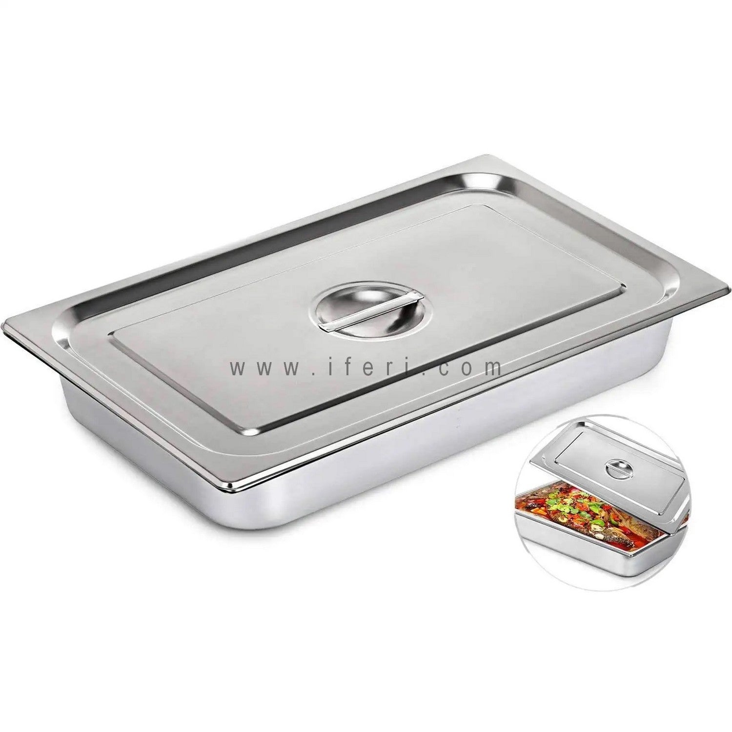 21 Inch 1/1 Stainless Steel 2.5 Inch Deep Food Pan with Lid SN1/1-25