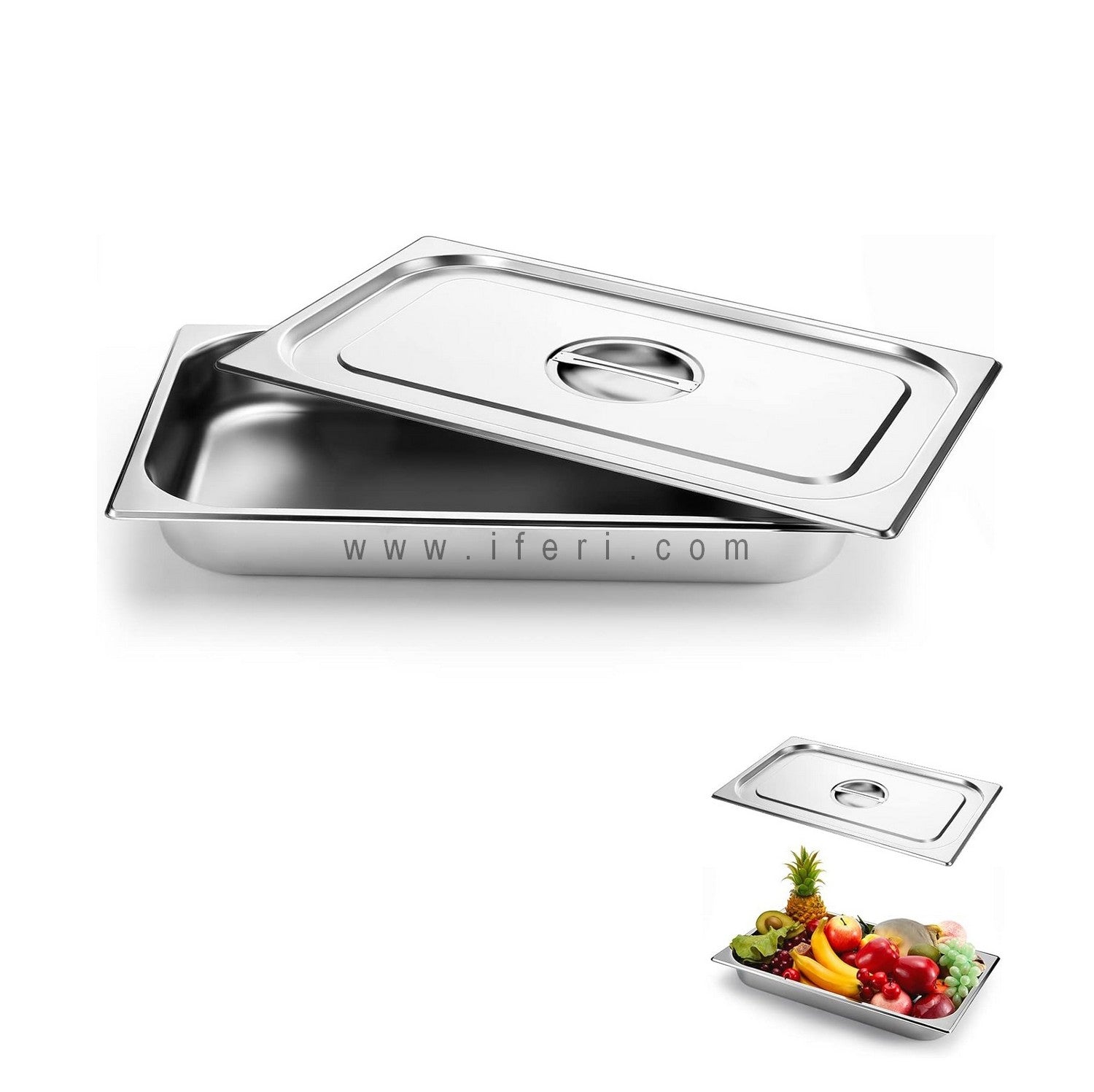 12.8 Inch 1/3 Stainless Steel 2.5 Inch Deep Food Pan with Lid SN1/3-25