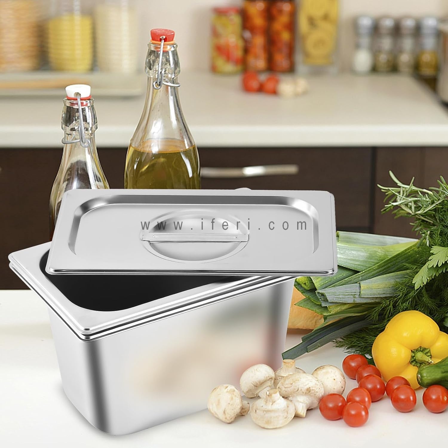 12.8 Inch 1/3 Stainless Steel 6 Inch Deep Food Pan with Lid SN1/3-6