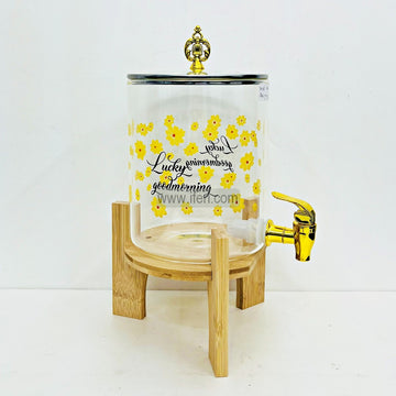 13.5 Inch Borosilicate Glass Juice Dispenser with Bamboo Stand TB1-48